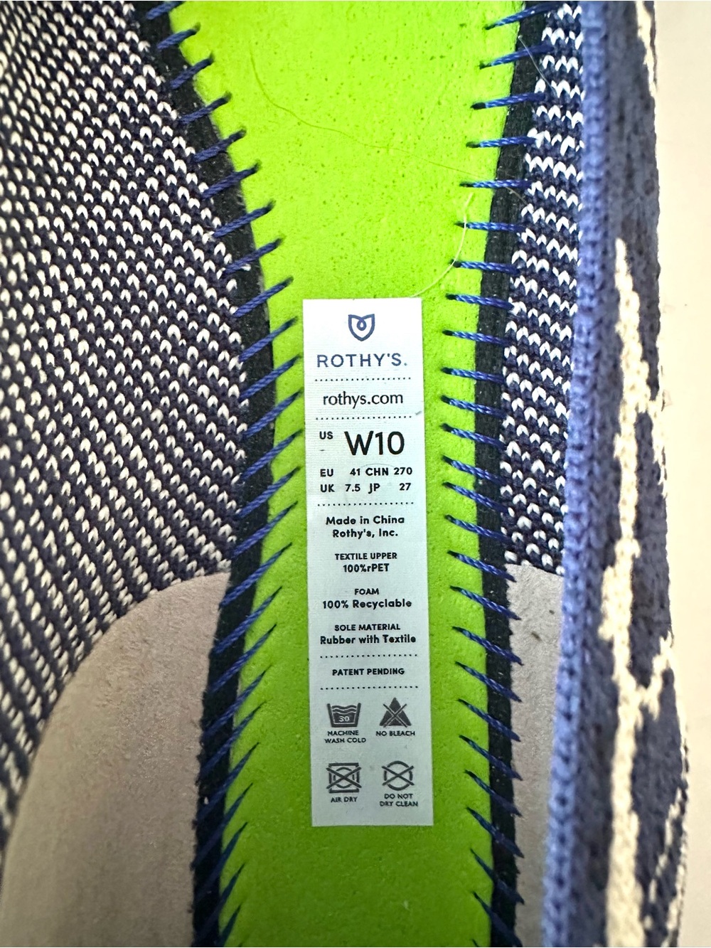 Rothy’s The Point Indigo Giraffe Flats Size 10 Limited Edition Blue - Picture 7 of 8